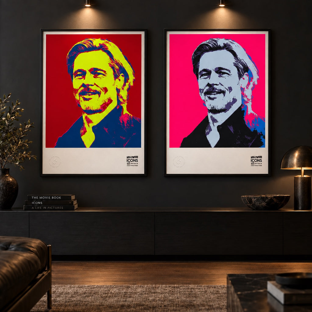Brad Pitt Hollywood Icon diptych framed interior