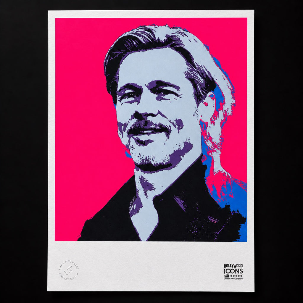 Brad Pitt Hollywood Icon pink A2 screen print