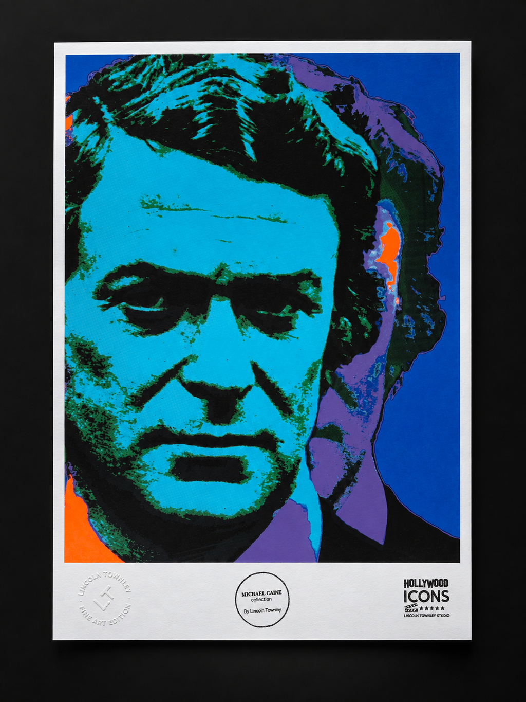 Michael Caine Get Carter turquoise and blue A2 screen print