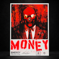 Skull Banker Print 02 Money — A2 screen print on black gallery background