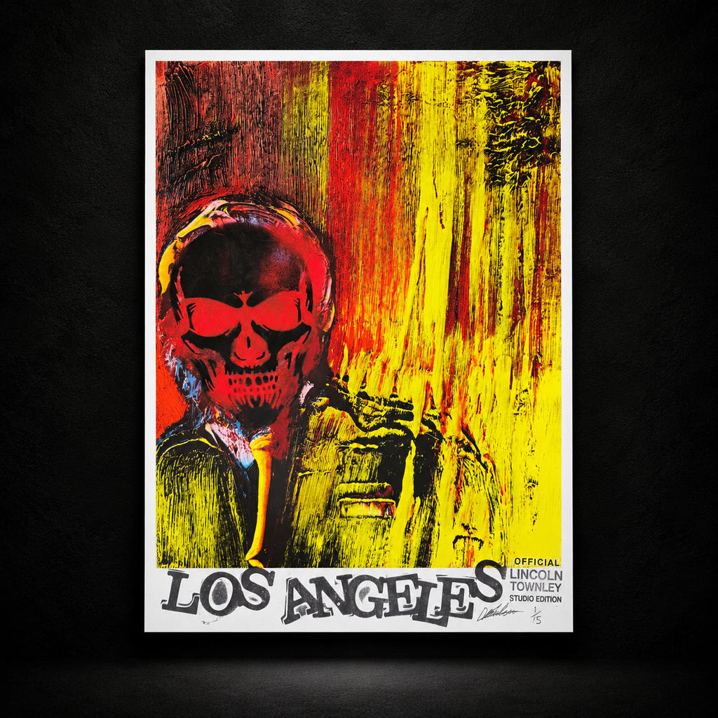Skull Banker Print 04 Los Angeles — A2 screen print on black gallery background