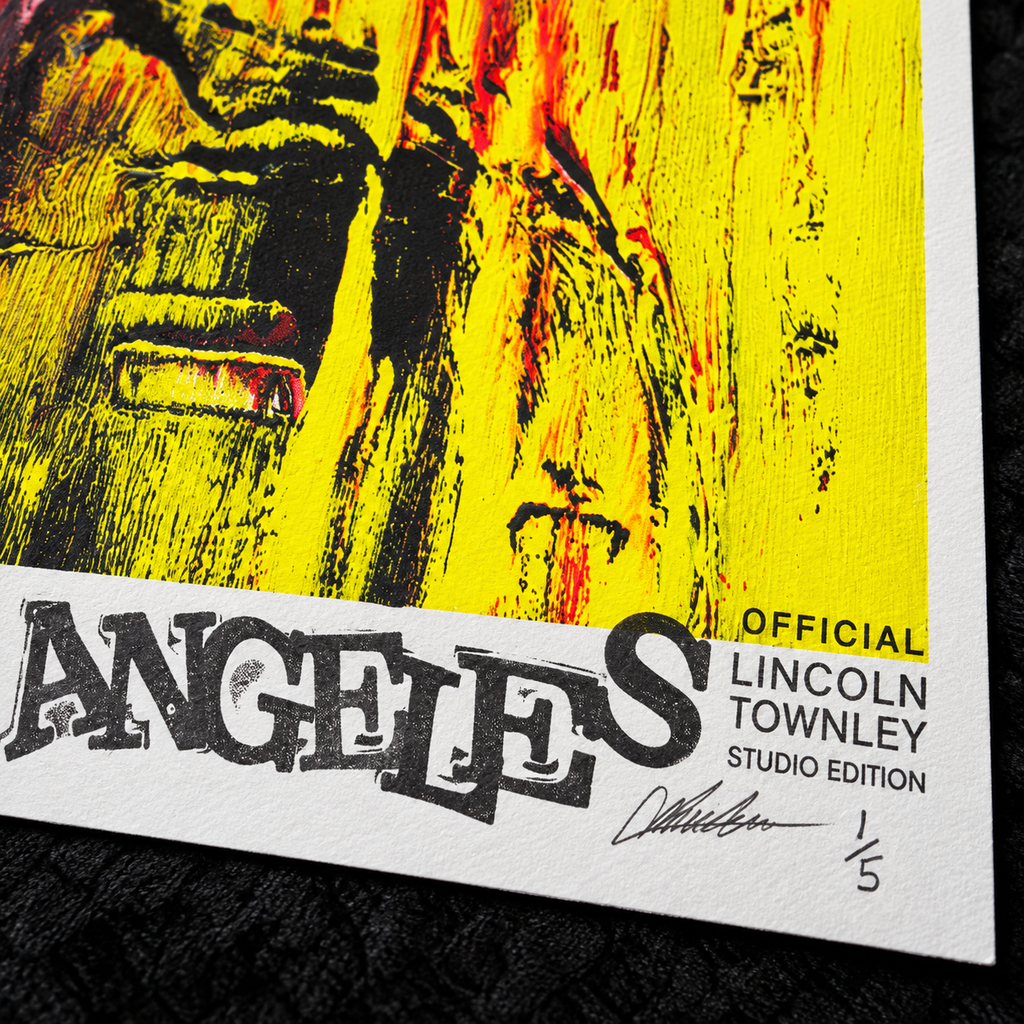 Close-up of the signature, edition number and studio stamps on Skull Banker Print 04 — Los Angeles